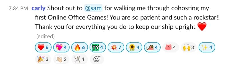 screenshot of fun Slack channel