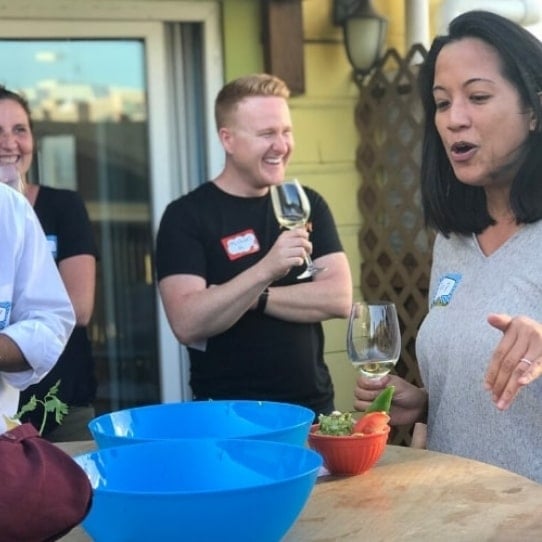 Team cooking class moment
