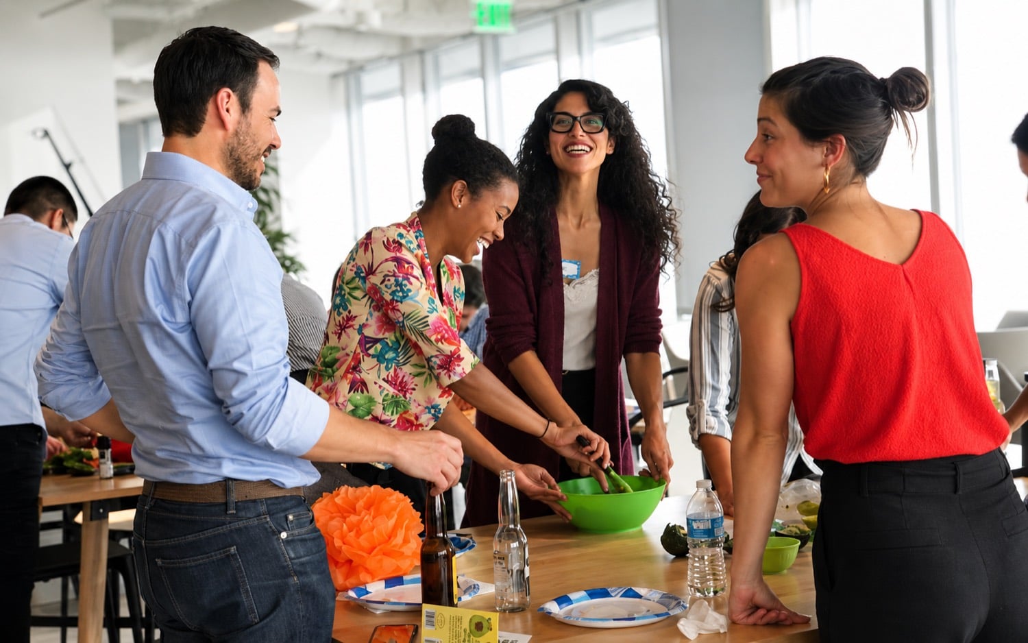 team making guacamole together